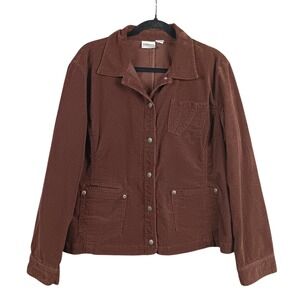 Chicos Brown Corduroy Jacket Women's Size 2 Button Front Pockets‎ Cotton Blend
